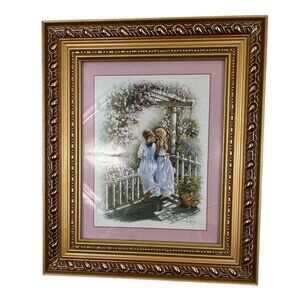 Dolgencorp Inc Gold Color Orante Framed Picture of Girls Cottage